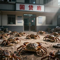 cctv camera footage of a gang of horseshoe crabs robbing a bank