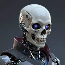 bladerunner, cyberpunk, full head, angled facial portrait of a bone ceramic caliente mech humanoid robot Spanish ninja with an attractive bald head and handsome features, large glowing eyes, macho, piroca, dotado, guapo, reflective surface, overwatch, trending on cgsociety, trending on artstation