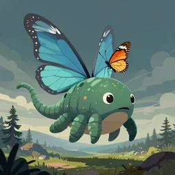ui art of a tardigrade!!! flying with butterfly wings, clean vector art by lois van baarle, ilya kuvshinov, kilian eng,