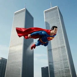 superman flying into the twin towers on 9 / 1 1
