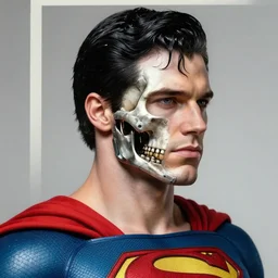 Christopher reeve!!! half face side metal skeleton exposed skull superman costume, realistic shaded perfect face, fine details. not anime. Realistic shaded lighting poster by Ilya Kuvshinov katsuhiro, magali villeneuve, artgerm, Jeremy Lipkin and Michael Garmash, Rob Rey and Kentarõ Miura style, trending on art station