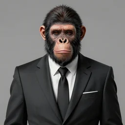 portrait of an ape man wearing a formal business suit, digital illustration, matte painting, hyperrealistic, photoreal, symmetry, highly detailed, 8 k, hd, by beksinski and rutkowski and stalenhag