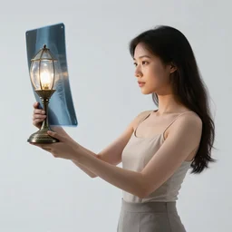 x - ray of a woman with 7 arms holding an art deco lamp