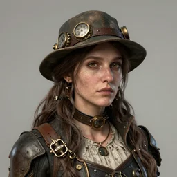 a portrait of a beautiful steampunk woman by zhang jingna, long hair, aged 2 5, swedish, wearing a travel hat, photo realistic, real life, photograph, 3 5 mm, octane render, trending on artstation