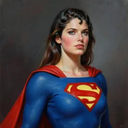 ultra realistic portrait painting of supergirl, art by frank frazetta, 4 k, ultra realistic, highly detailed, epic lighting.