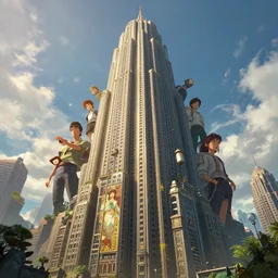 highly detailed vfx portrait of a tall building, unreal engine, greg rutkowski, loish, rhads, beeple, makoto shinkai and lois van baarle, ilya kuvshinov, rossdraws, tom bagshaw, alphonse mucha, global illumination, detailed and intricate environment