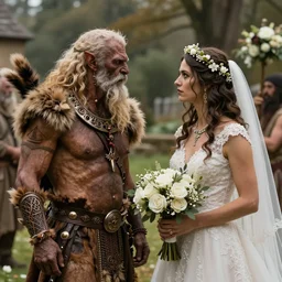 cavemen at wedding in real life, intricate, highly detailed, detailed, hyper realistic, 4 k, 8 k uhd, realistic, great detail