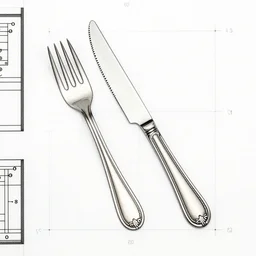 fork and knife user manual, blueprint, schematic, complex