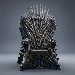 a photorealistic render of the iron throne as a modern video gaming chair, led lights, glowing desktop pc, 8 k, artstation, volumetric lighting, smooth, highly detailed, octane render, by andres rocha and albert bierstadt and greg rutkowski