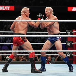 Joe Biden fighting in a WWE ring, getty images