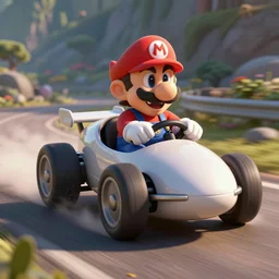 Waluigi driving the Fartmobile