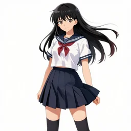 school girl, school uniform, seifuku, pleated miniskirt, overknee socks, battle angel alita. by rembrandt 1 6 6 7, illustration, by konstantin razumov