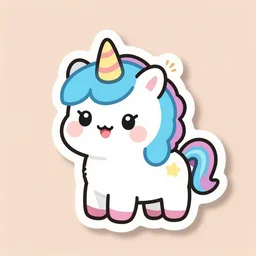 die cut sticker of anime chibi kawaii cute smiling unicorn
