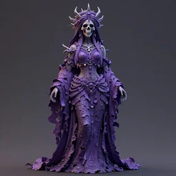 a beautiful detailed 3d matte painting of female goddess of the dead, ominous, magical realism, texture, intricate, purple torn fabric, radiant colors, fantasy, trending on artstation, volumetric lighting, micro details, 3d sculpture, ray tracing