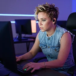 Miley Cyrus playing video games