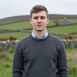 a photo portrait of a young Cornish man facing the camera, centred, upper body, 8k, high quality, flickr