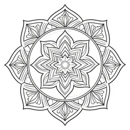 Mandala for coloring book, intricate detail, clear, clean lines, symmetrical