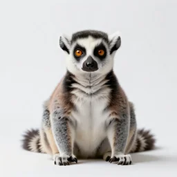 chibi lemur, photorealistic wildlife photography, full body, isolated on a pure white background, centered, entire subject in frame, sharp focus, soft studio lighting