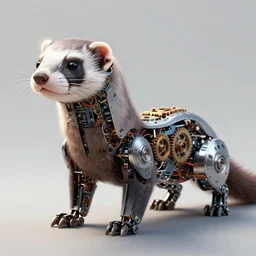 ferret made from robotic parts, robotic, gears, intricate, sharp focus, lens flare, bloom, illustration, highly detailed, digital painting, concept art, matte, art by ruan jia and wlop and greg rutkowski, masterpiece