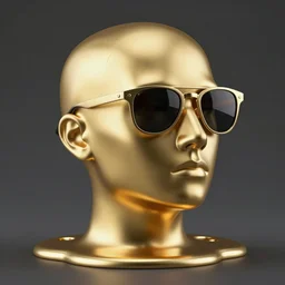 a head made out of melting metal, golden palette, it is wearing sunglasses and a hat, there are flowers all around it, green paint melting, vogue cover style, demonic style, smooth fractal style, ethereal fantasy style, 3 d perfect render style, horror style, flowerpunk style
