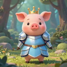 very cute and adorable little anthropomorphic piggy knight princess, piglet, cartoon , fantasy forest, pale blue armor, pretty, DeviantArt, Artstation, trending on artstation, Mickael Lelièvre, Jaeyeon Nam, Yee Chong, cinematic lighting