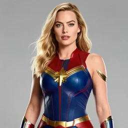 a marvel movie poster of margot robbie as a sexy superhero, amazing detail, cinematic, marvel logo, movie poster