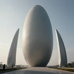 professional landscape photograph of a large beautiful neo - futuristic matte symmetrical elongated oval monolith by joseph cross, denis villeneuve, emmanuel shiu, zaha hadid, vapor, stunning cinematic architectural scale, dramatic, volumetric, concept art, hard surface, hyperrealism, very high detail, trending on artstation, sharp focus, rendered in octane