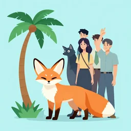 fennec fox, clean cel shaded vector art. shutterstock. behance hd by lois van baarle, artgerm, helen huang, by makoto shinkai and ilya kuvshinov, rossdraws, illustration, foolish, palm tree