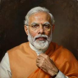 Narendra Modi as Shirdi Sai Baba, masterpiece, oil on canvas, by Greg Rutkowski, neoclassical portrait, sharp, HD, detailed, cinematic, best lighting, 8K,