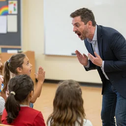 photograph of Alex Jones getting shouted at by his kindergarten teacher