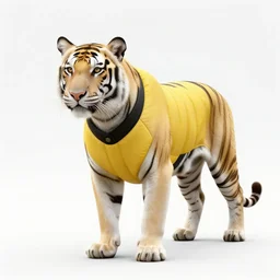a beautfiul award winning aesthetic commission of an antrho albino tiger wearing a yellow-black padded hooded puffer jacket,digital art,art by greg rutkowski,character design by charles bowater,ross tran,photorealistic,detailed face,hyperdetailed,western comic,2021,artstation,deviantart,clean image