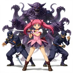 soldiers fighting cthulhu monsters ; digital painting, anime art, smooth, sharp focus, rule of thirds, madoka magica, by ghibli