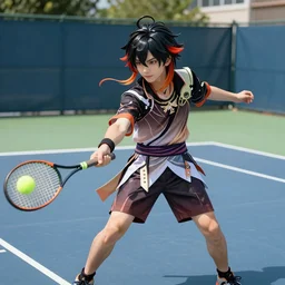 real life hu tao of genshin impact playing tennis
