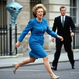margaret thatcher running for her life from klingon rick astley.