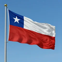 chilean flag, waving into the wind, 4 k