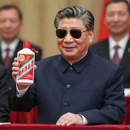 xi jinping wearing sunglasses and holding a maotai wine by antonio mancini 1 8 7 4