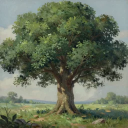 A 20 year old tree, fantasy painting, lots of detail