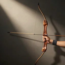 hand carved bow, hyper realistic picture