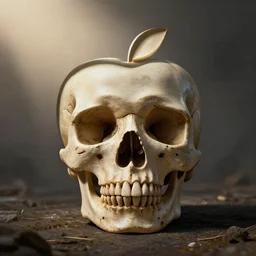 apple logo carved into a skull, iskull