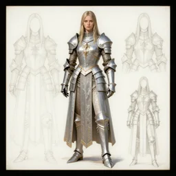 character concept sheet of a knigh warrior princess. by ( rembrandt painting ( 1 0 0 ) ( fractal flame ) ), highly detailded, turquoise rust