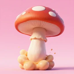 a mushroom blowing up, pink sky, 8 k, cartoon pixar 3 d