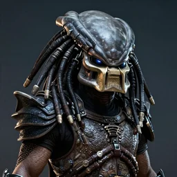 A frontal head portrait of The Predator ,  by dreadjim, Greg Rutkowski, james gurney, epic scifi character art, Exquisite detail, post-processing, low angle view, masterpiece, cinematic