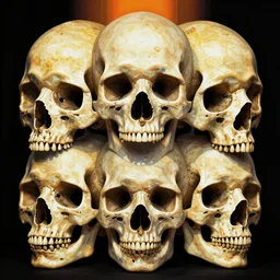 technopathic skulls, high detail, highly abstract, vivid colors, a little bit touch of M. C. Escher