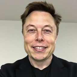 selfie of Elon Musk smiling into the camera