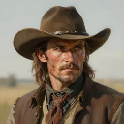 a man, cowboy hat, portrait, wild west, fantasy, highly detailed, digital painting, artstation, concept art, sharp focus, illustration, art by N. C. Wyeth and artgerm and greg rutkowski and alphonse mucha