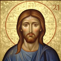 A Christ icon presents a shining face that radiates grace and peace.