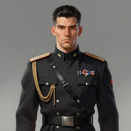 concept art of a portrait by greg rutkowski, british features, short black hair in military style, straight jaw, tall and strong, star wars expanded universe, he is about 3 0 years old, wearing imperial admiral uniform, artstation hq