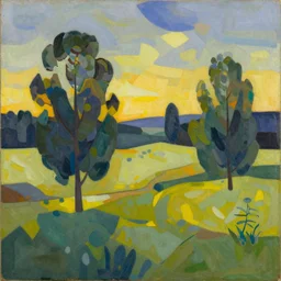 cubist landscape with digital gradients