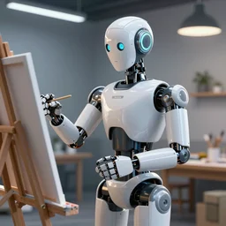 robot's painting atelier, unreal engine, high detailed, octane render
