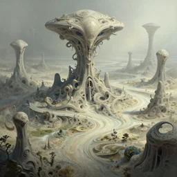 a strangely beautiful alien landscape, intricate, elegant, highly detailed, digital painting, artstation, concept art, matte, sharp focus, illustration,